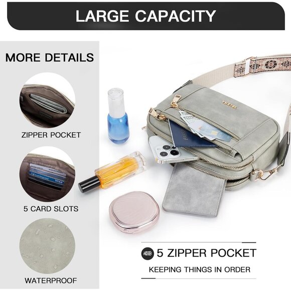 Telena Women Grey Trendy Vegan Leather Shoulder Handbags With Adjustable Strap - Picture 4 of 7